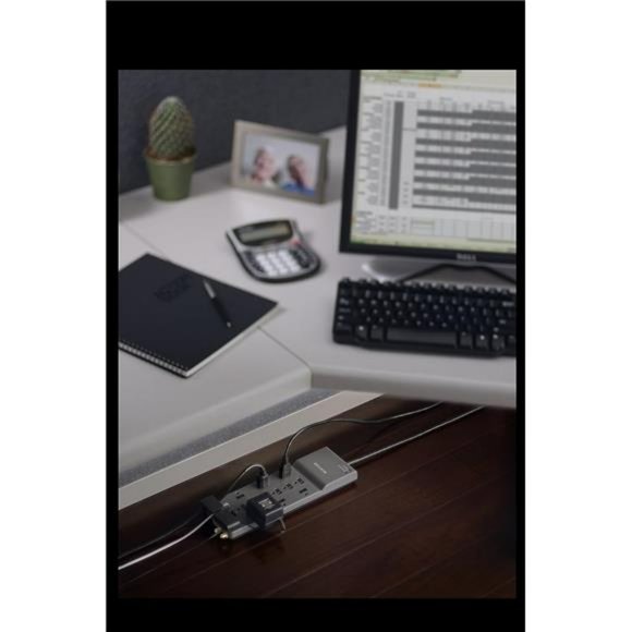 Power Strip Surge Protector - 12 AC Multiple Outlets & 8 ft Long Flat Plug - Picture 5 of 5